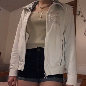 Vintage vibe! Trendy white nike zip up!